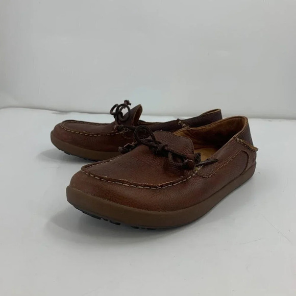 Olukai Men\'s Huli‎ Slip on Leather Moccasins Boat Shoe Loafers Size 9.5